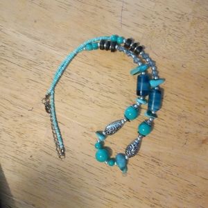 Turquoise necklace glass and plastic beads